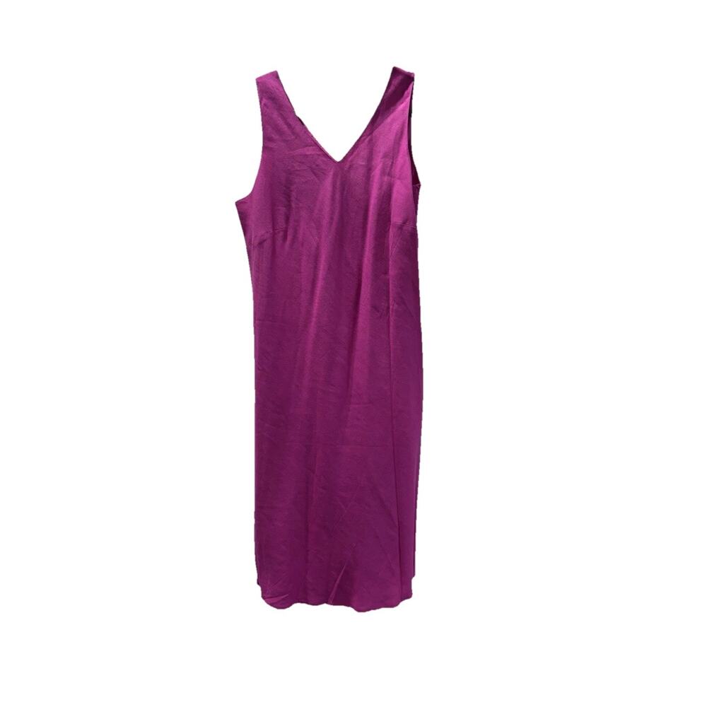 VTG Fuchsia linen & Rayon shift dress. Midi Length. Y2K. Size 14. Tribeca.